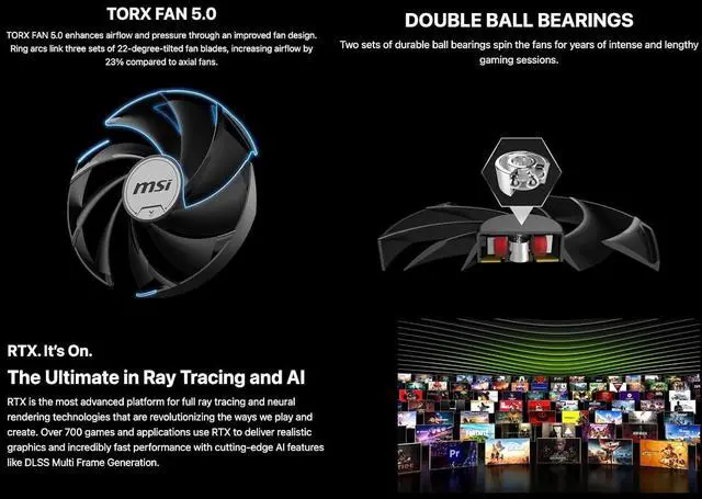 Alt view image 4 of 7 - MSI Ventus 3X FeForce RTX 5090 OC Edition 32GB GDDR7, PCI Express Gen 5, Clocks Extreme: 2452 MHz, CUDA CORES 21760 Units, Memory Speed 28 Gbps. Bundle with Targus dockstation and Alienware Backpack