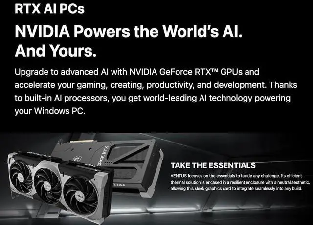 Alt view image 5 of 7 - MSI Ventus 3X FeForce RTX 5090 OC Edition 32GB GDDR7, PCI Express Gen 5, Clocks Extreme: 2452 MHz, CUDA CORES 21760 Units, Memory Speed 28 Gbps. Bundle with Targus dockstation and Alienware Backpack