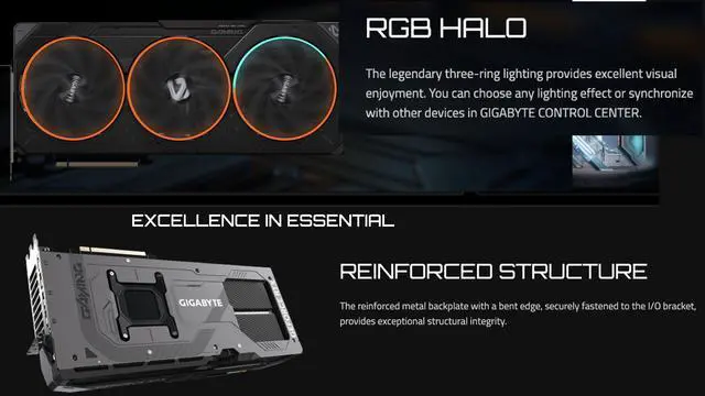 Alt view image 6 of 7 - GIGABYTE Gaming GeForce RTX 5090 OC Edition 32GB GDDR7, 2550 MHz (Ref. Card : 2407MHz), Clock 28 Gbps, Memory Bus 512 bit, Resolution 7680x4320, Bundle with Targus Dock Station and Backpack Alienware