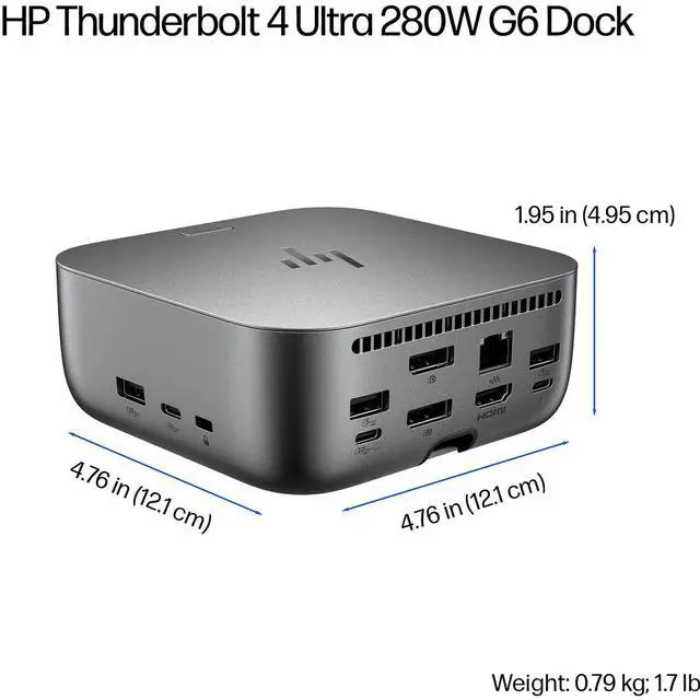 Alt view image 5 of 5 - HP 280W G6 Thunderbolt 4 Ultra Dock Port Replicator Bundle w/DKZ Hub (Universal Thunderbolt/USB-C Docking Station, Single Cable for Charging, Data Transfers to Any Brand Laptop) AW5M5UT#ABA