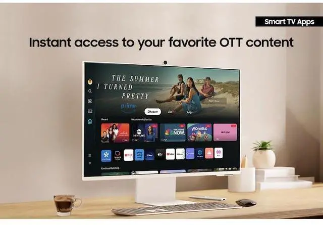 Alt view image 2 of 7 - SAMSUNG 32-Inch M8 (M80D) 4K UHD Smart Monitor with Streaming TV, Speakers, HDR10+, AI Upscaling, Ergonomic Stand, Slimfit Camera, Gaming Hub, USB-C & DKZ USB Port Expander, (LS32DM801UNXZA)