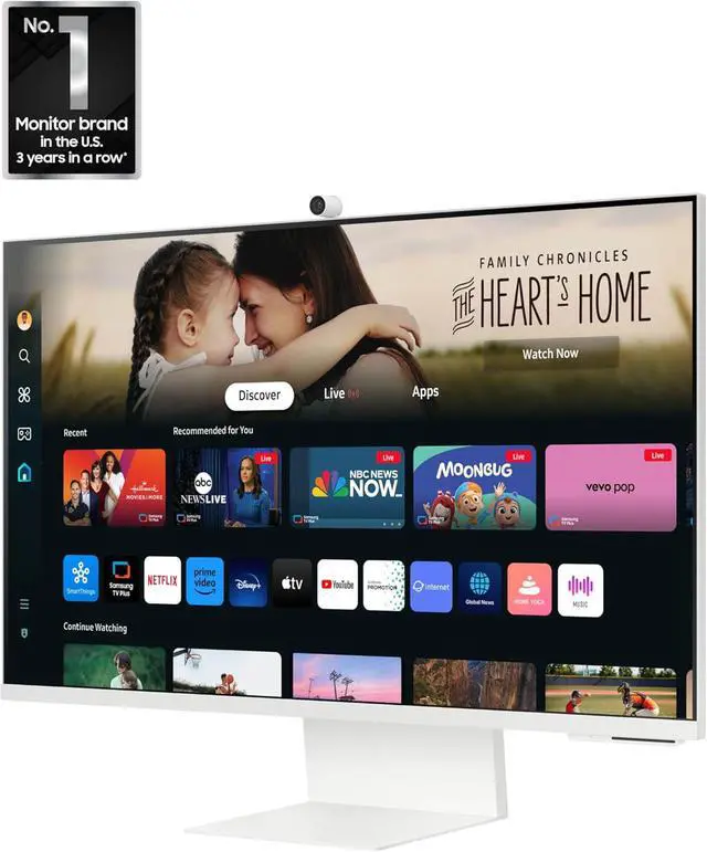 Alt view image 3 of 7 - SAMSUNG 32-Inch M8 (M80D) 4K UHD Smart Monitor with Streaming TV, Speakers, HDR10+, AI Upscaling, Ergonomic Stand, Slimfit Camera, Gaming Hub, USB-C & DKZ USB Port Expander,(LS32DM801UNXZA) 2 Pack