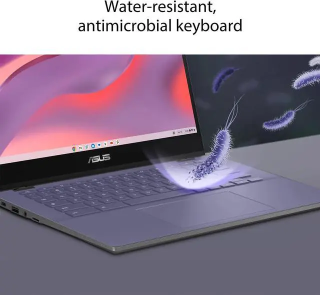 Alt view image 6 of 7 - ASUS Chromebook CM14 CM1402CM2A-DB44F Laptop 14.0" TN FHD Display (MediaTek Kompanio 520, 4GB LPDDR4X, 64GB eMMC SSD, WiFi 6, Webcam, Chrome OS) w/Dockztorm Wireless Mouse