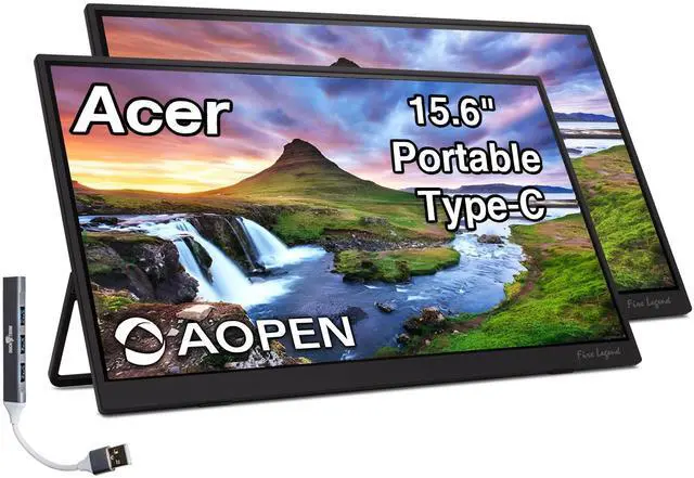 Main image of Acer AOPEN 15.6" FHD IPS Portable Monitor with 6ms Response Time, Anti-Glare, 250 nits Brightness, VESA Mount (100mm), AMD FreeSync, Mini HDMI & Dockztorm USB Port Expander, Black Color 2 Pack