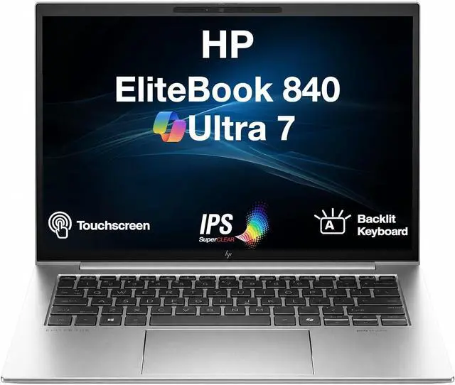 Alt view image 5 of 7 - HP EliteBook 840 Business Laptop 14.0" Touchscreen IPS WUXGA Display (Intel Ultra 7- 165H, 64GB DDR5, 512GB PCIe SSD, Intel Graphics, Backlit KB, Win 11 Pro) w/Dockztorm Wireless Mouse