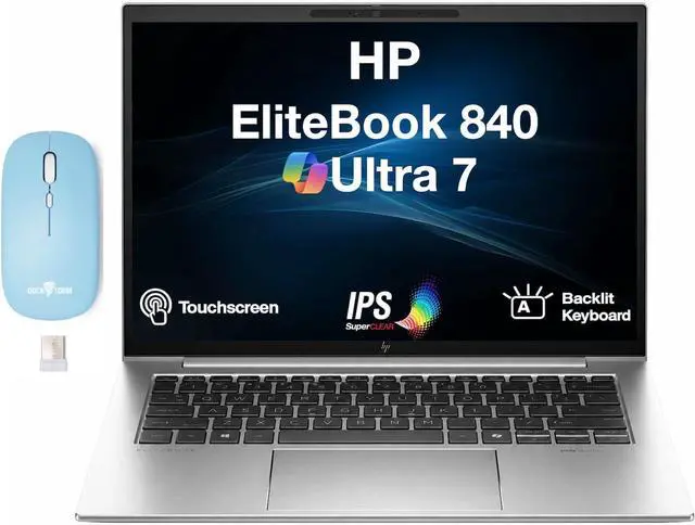 Main image of HP EliteBook 840 Business Laptop 14.0" Touchscreen IPS WUXGA Display (Intel Ultra 7- 165H, 32GB DDR5, 1TB PCIe SSD, Intel Graphics, Backlit KB, 2 Thunderbolt 4, Win 11 Pro) w/Dockztorm Wireless Mouse