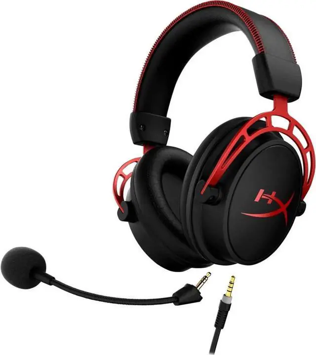 Alt view image 2 of 7 - HyperX Cloud Alpha - Gaming Headset, Chamber Drivers, Legendary Comfort, Aluminum Frame, Detachable Microphone, Works on PC, PS4, PS5, Xbox One/ Series X|S, Nintendo Switch and Mobile, Red (Renewed)