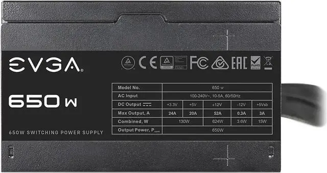 Alt view image 4 of 7 - EVGA 650 N1 Power Supply 100-N1-0650-L1 (Renewed)