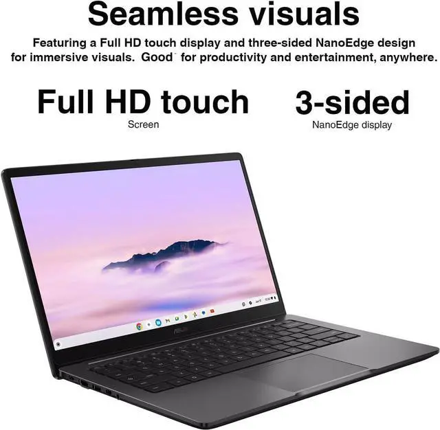 Alt view image 6 of 7 - ASUS Chromebook Plus CX34 Everyday Value Chromebook 14.0" Touch FHD, Intel i5-1334U, Intel Graphics, 8GB LPDDR5X, 128GB SSD, WiFi 6E, Bluetooth 5.4, Webcam, Chrome OS w/Dockztorm Wireless Mouse