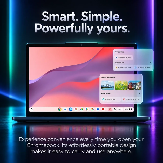 Alt view image 7 of 7 - Lenovo IdeaPad Slim 3 Chromebook 14" WUXGA Touch Laptop - MediaTek Kompanio 540, 8GB LPDDR5X RAM, 128GB UFS SSD, ARM Mali-G52 MC2 Graphics, Chrome OS, Cosmic Blue with Dockztorm Wireless Mouse