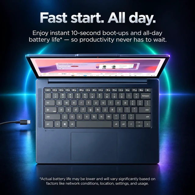 Alt view image 5 of 7 - Lenovo IdeaPad Slim 3 Chromebook 14" WUXGA Touch Laptop - MediaTek Kompanio 540, 8GB LPDDR5X RAM, 128GB UFS SSD, ARM Mali-G52 MC2 Graphics, Chrome OS, Cosmic Blue with Dockztorm Wireless Mouse