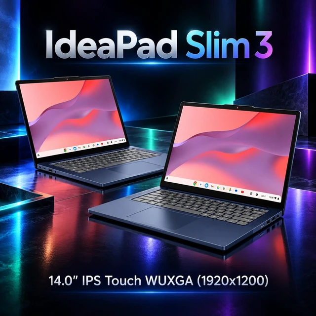 Alt view image 3 of 7 - Lenovo IdeaPad Slim 3 Chromebook 14" WUXGA Touch Laptop - MediaTek Kompanio 540, 8GB LPDDR5X RAM, 128GB UFS SSD, ARM Mali-G52 MC2 Graphics, Chrome OS, Cosmic Blue with Dockztorm Wireless Mouse