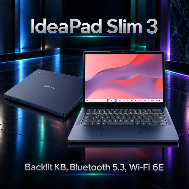 Alt view image 4 of 7 - Lenovo IdeaPad Slim 3 Chromebook 14" WUXGA Touch Laptop - MediaTek Kompanio 540, 8GB LPDDR5X RAM, 128GB UFS SSD, ARM Mali-G52 MC2 Graphics, Chrome OS, Cosmic Blue with Dockztorm Wireless Mouse