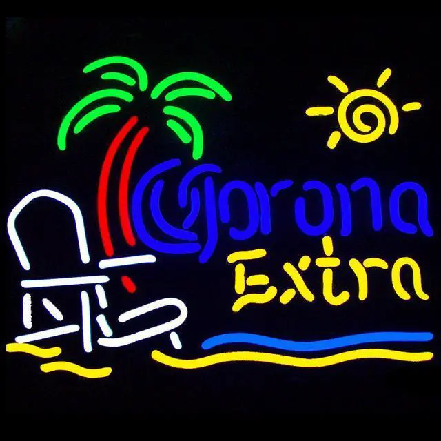 Main image of Fashion Neon Sign Extra Beach Chair Palm Tree Handcrafted Real Glass Lamp Neon Light Neon Sign Beerbar Sign Neon Beer Sign 19x15