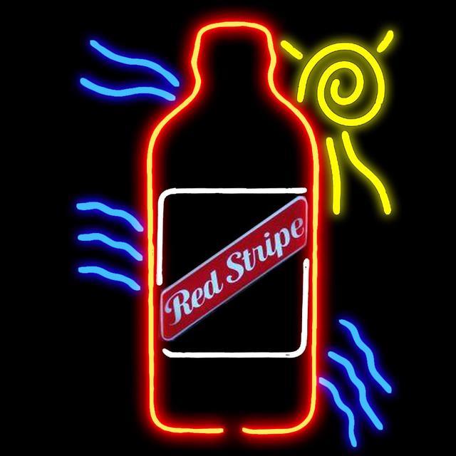 red stripe neon beer sign