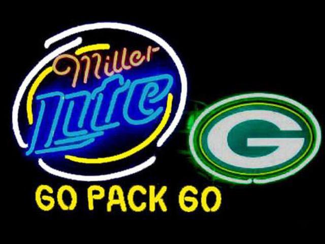 miller lite green bay packers neon beer sign