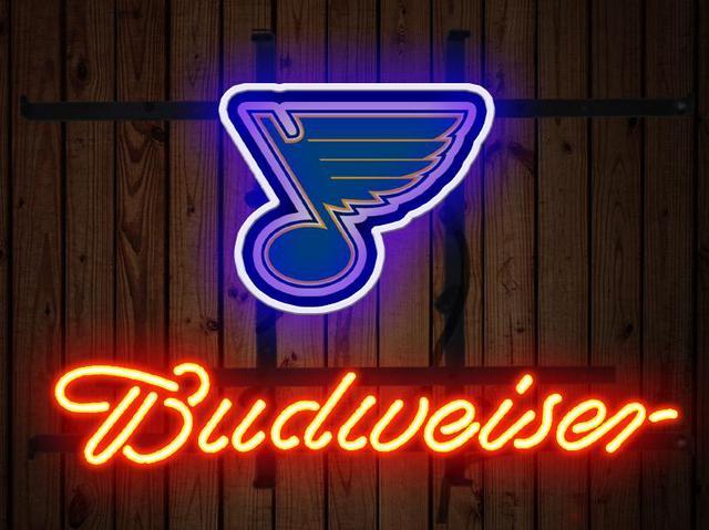 Fashion Neon Sign Budweiser St. Louis Blues Handcrafted Real Glass Lamp Neon  Light Neon Sign Beerbar Sign Neon Beer Sign 19x15 