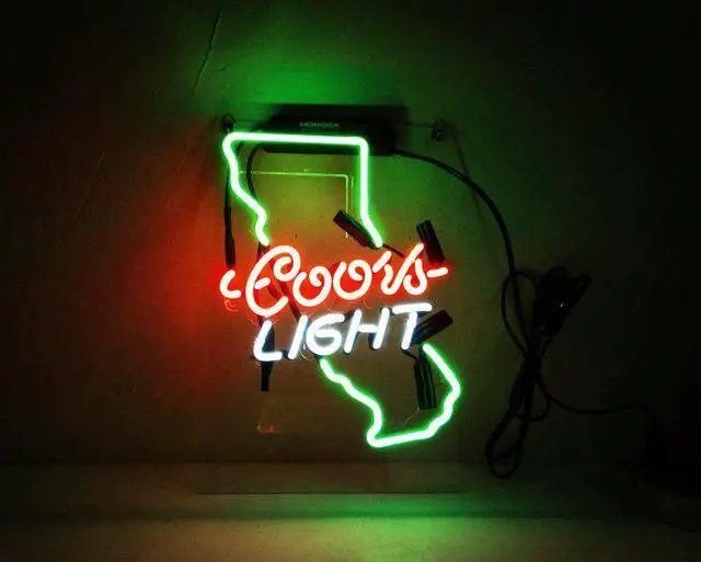 Main image of Fashion Handcraft New Coors Light California Real Glass Neon Light Sign 14x9!!!Best Offer!