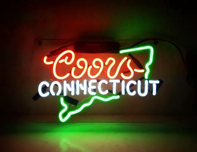 Main image of Fashion Handcraft New Coors Light CONNECTICUT Real Glass Display Neon Light Sign 14x9!!!Best Offer!