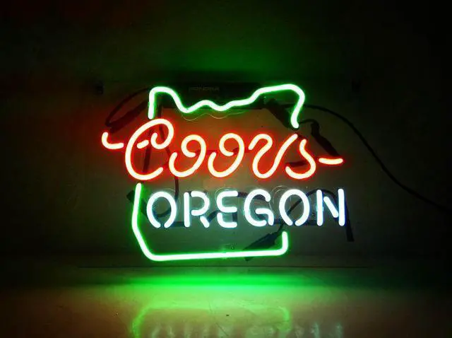 Main image of Fashion Handcraft New Coors Light OREGON Real Glass Display Neon Light Sign 14x9!!!Best Offer!