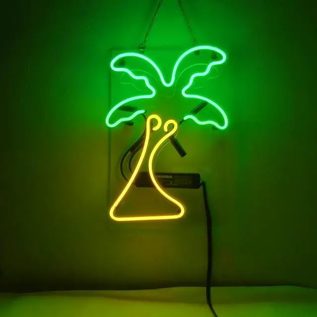 Main image of New Handcraft Palm Tree  Real Glass Tubes For Display Neon Light Signs 14x9