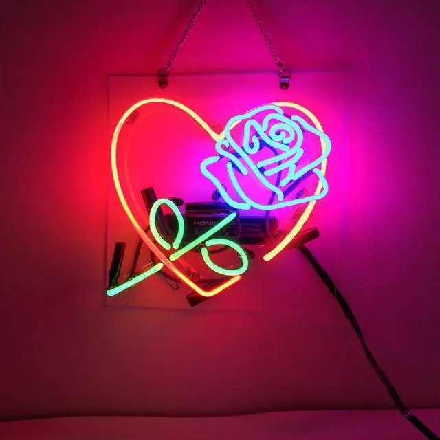 Main image of Fashion New Handcraft Love Rose Real Glass Tubes For Bedroom Display Neon Light Signs 10x10