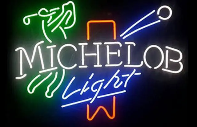 Main image of Fashion Handcraft Michelob Light Real Glass Tubes Beer Bar Display Neon Light Signs 19x15