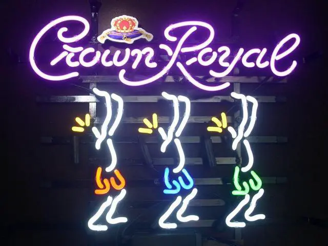 Main image of New Handcraft Crown Royal Play Today Work Manana Real Glass Display neon Light Signs 19x15
