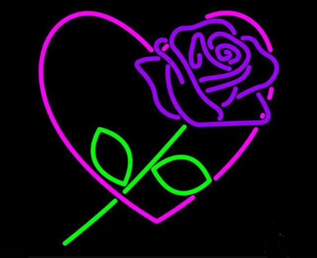 Main image of Neon Signs Purple Rose Beer Bar Pub Girlsroom Recreation Room Lights Windows Wall Signs Or For  Christmas Gift 10x10