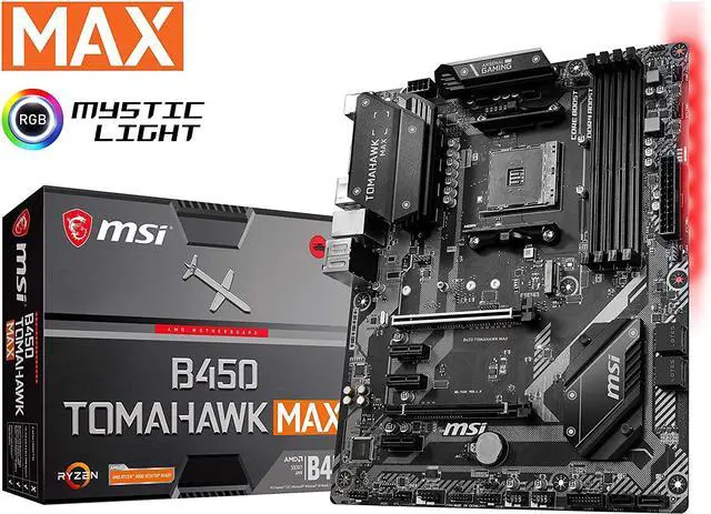 Main image of MSI Arsenal Gaming B450 Tomahawk Max AM4 DDR4 DVI HDMI Crossfire ATX Motherboard