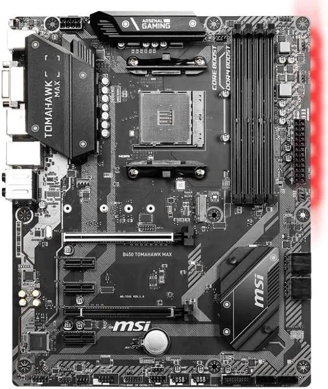 Alt view image 2 of 8 - MSI Arsenal Gaming B450 Tomahawk Max AM4 DDR4 DVI HDMI Crossfire ATX Motherboard