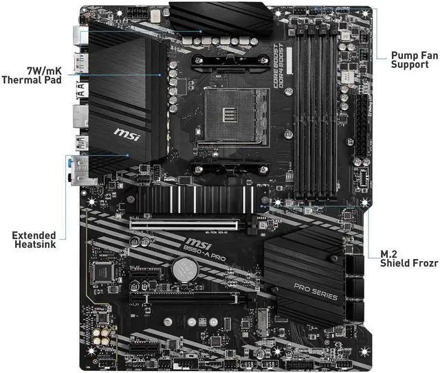 Alt view image 2 of 11 - MSI B550-A PRO ProSeries Motherboard (AMD AM4, DDR4, M.2, USB 3.2, HDMI/DP, ATX)