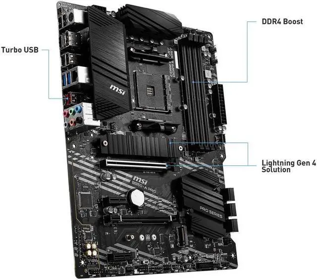 Alt view image 4 of 11 - MSI B550-A PRO ProSeries Motherboard (AMD AM4, DDR4, M.2, USB 3.2, HDMI/DP, ATX)
