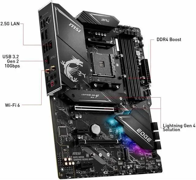 Alt view image 3 of 4 - MSI MPG B550 GAMING EDGE WIFI Motherboard (AM4 DDR4, M.2, Wi-Fi 6, HDMI/DP, ATX)