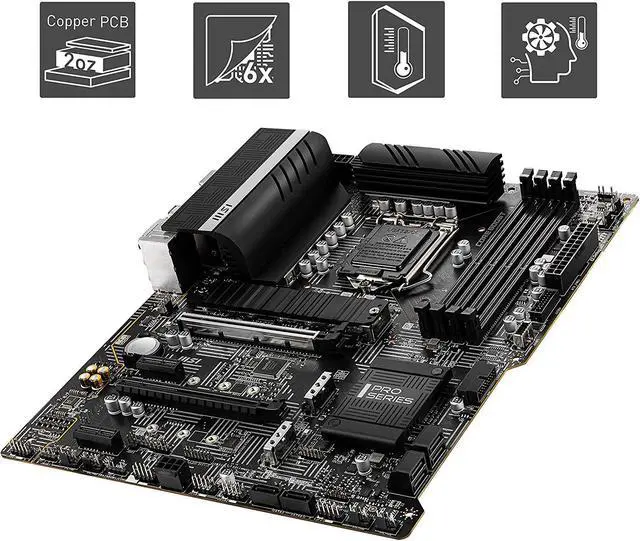 Alt view image 4 of 13 - MSI Z590 PRO WIFI LGA 1200 ATX Motherboard (3 x M.2 Slot, DDR4, PCIe 3.0)