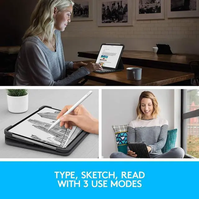 Alt view image 11 of 15 - Logitech SLIM FOLIO PRO Backlit Bluetooth Keyboard Case for iPad Pro 12.9-inch (3rd and 4th gen) - Graphite