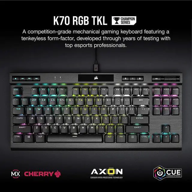 Alt view image 5 of 7 - Corsair K70 RGB TKL Champion Series Tenkeyless Mechanical Gaming Keyboard