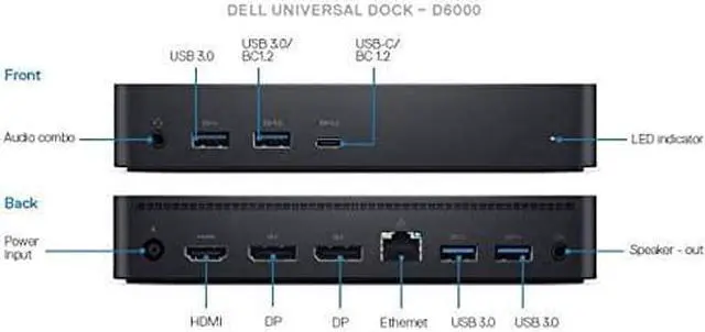Alt view image 4 of 6 - Dell Universal Dock D6000 with Choice of USB 3.0 (Type-A) or USB Type-C Host Connection and up to 3 displays supported