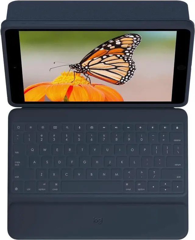 Alt view image 8 of 15 - Logitech Rugged Combo 3 Rugged Keyboard/Cover Case Folio for 10.2" iPad Blue