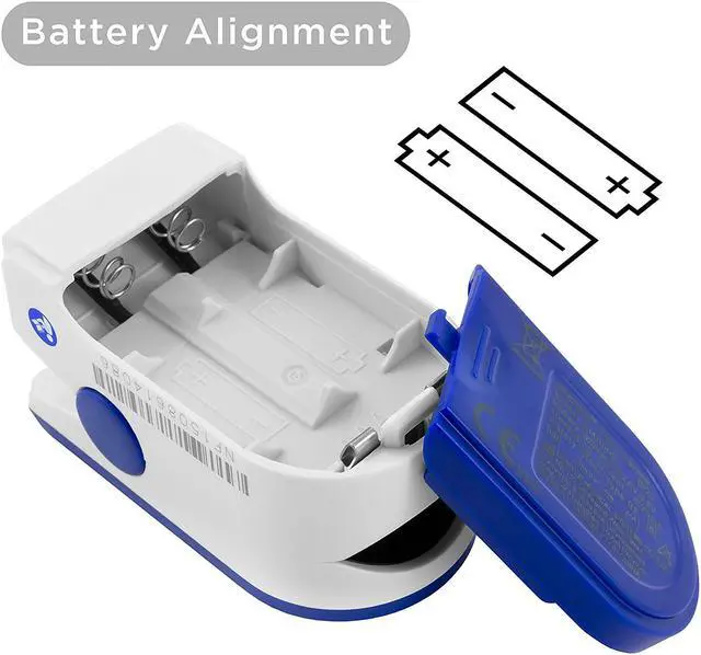 Alt view image 5 of 7 - Facelake FL400 Pulse Oximeter with Neck/wrist Cord, Carrying Case and Batteries, blue