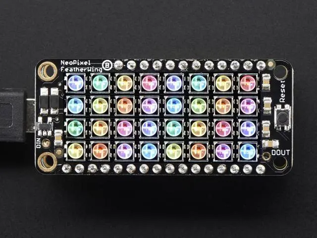 Alt view image 2 of 6 - Adafruit NeoPixel FeatherWing - 4x8 RGB LED Add-on For All Feather Boards
