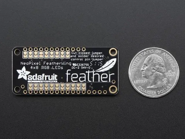 Alt view image 4 of 6 - Adafruit NeoPixel FeatherWing - 4x8 RGB LED Add-on For All Feather Boards
