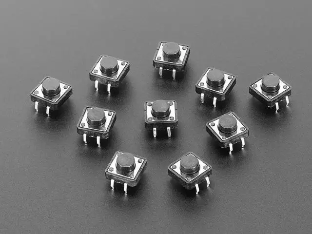 Alt view image 2 of 5 - Adafruit Tactile Switch Buttons (12mm square, 6mm tall) x 10 pack