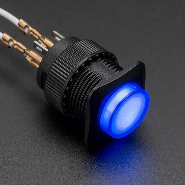 Main image of Adafruit 16mm Illuminated Pushbutton - Blue Latching On/Off Switch