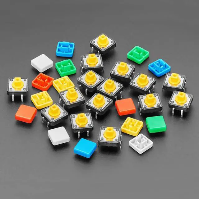 Alt view image 3 of 6 - Adafruit Colorful 12mm Square Tactile Button Switch Assortment (15 pack)