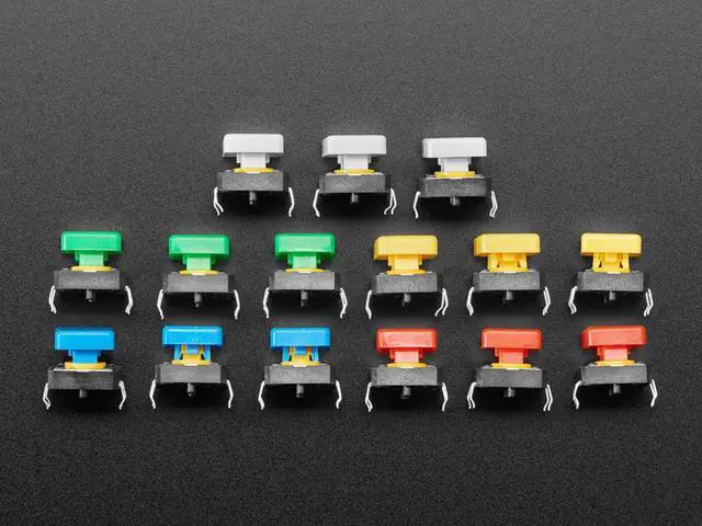 Alt view image 5 of 6 - Adafruit Colorful 12mm Square Tactile Button Switch Assortment (15 pack)