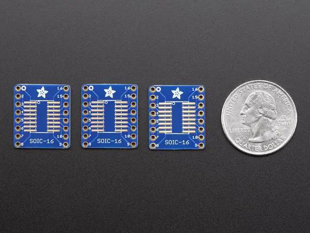 Alt view image 3 of 3 - Adafruit SMT Breakout PCB for SOIC-16 or TSSOP-16 (3 pack)