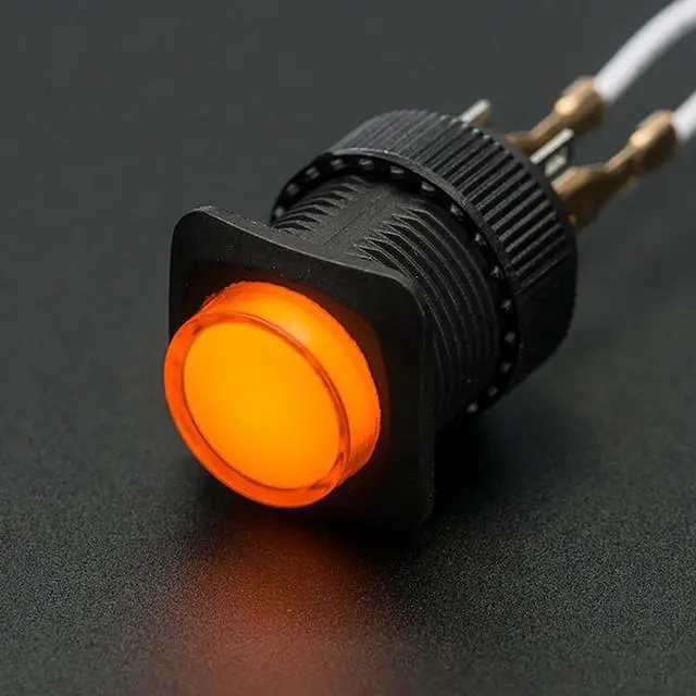 Main image of Adafruit 16mm Illuminated Pushbutton - Yellow Momentary