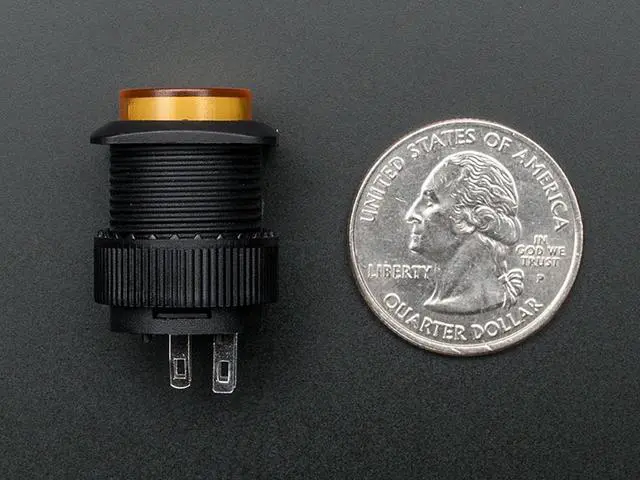 Alt view image 3 of 5 - Adafruit 16mm Illuminated Pushbutton - Yellow Momentary