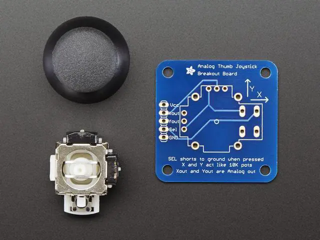 Alt view image 2 of 2 - Adafruit Analog 2-axis Thumb Joystick with Select Button + Breakout Board